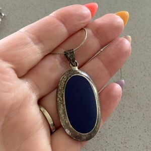 Vintage blue onyx silver necklace